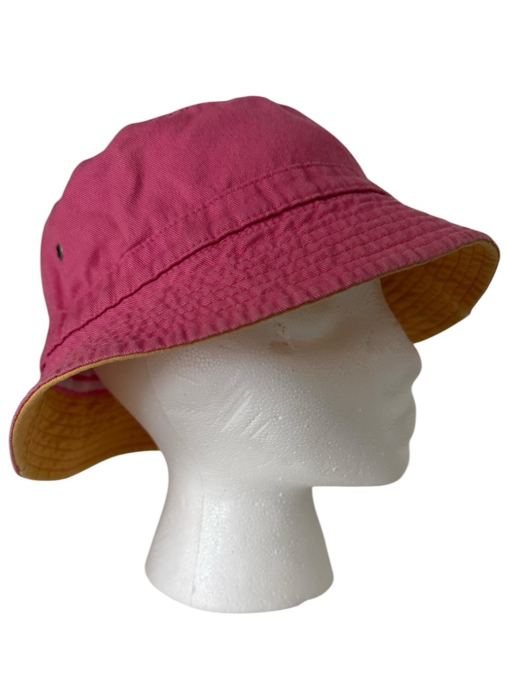 Reversible Hanna Kids Yellow & Pink Bucket Style Cotton Hat S-M Playful Colorful